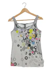 Vorschaubild 1 von Damen Top Gr. 38/M buntes grafisches Muster Baumwolle Elasthan