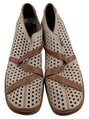 Vorschaubild 2 von Damen Ballerinas Beige Leder Lochmuster Größe 41 Komfortabel