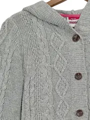 Vorschaubild 2 von Kinder Strickjacke Grau 158/164 mit Kapuze Zopfmuster Casual