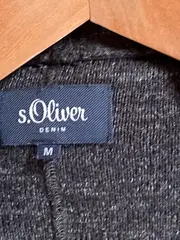 Vorschaubild 4 von Strickjacke Damen Grau M Langarm Baumwolle Melierter Rippstrick