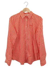 Vorschaubild 1 von Damen Bluse Gr. 40/L Rot Kariert Casual Langarm Baumwolle