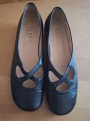 Vorschaubild 2 von FABRI Damen Ballerinas Schwarz Leder Cut-Out Design Gr. 37 Made in Italy