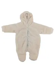 Vorschaubild 1 von Baby Schneeanzug Overall Teddy Fleece Gr. 62 Beige Kapuze