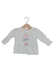 Vorschaubild 2 von Mädchen Langarmshirt Gr. 62 Weiß mit Schnecke Kirsche Motiv