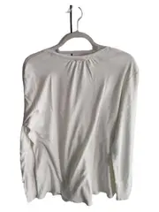 Vorschaubild 3 von Damen Langarmshirt Basic Weiß Gr. 40/L Baumwolle