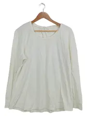 Vorschaubild 2 von Damen Langarmshirt Basic Weiß Gr. 40/L Baumwolle