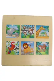 Vorschaubild 2 von Holz Würfelpuzzle Safari Tiere Löwe Tiger Elefant Kinder 9 Teile
