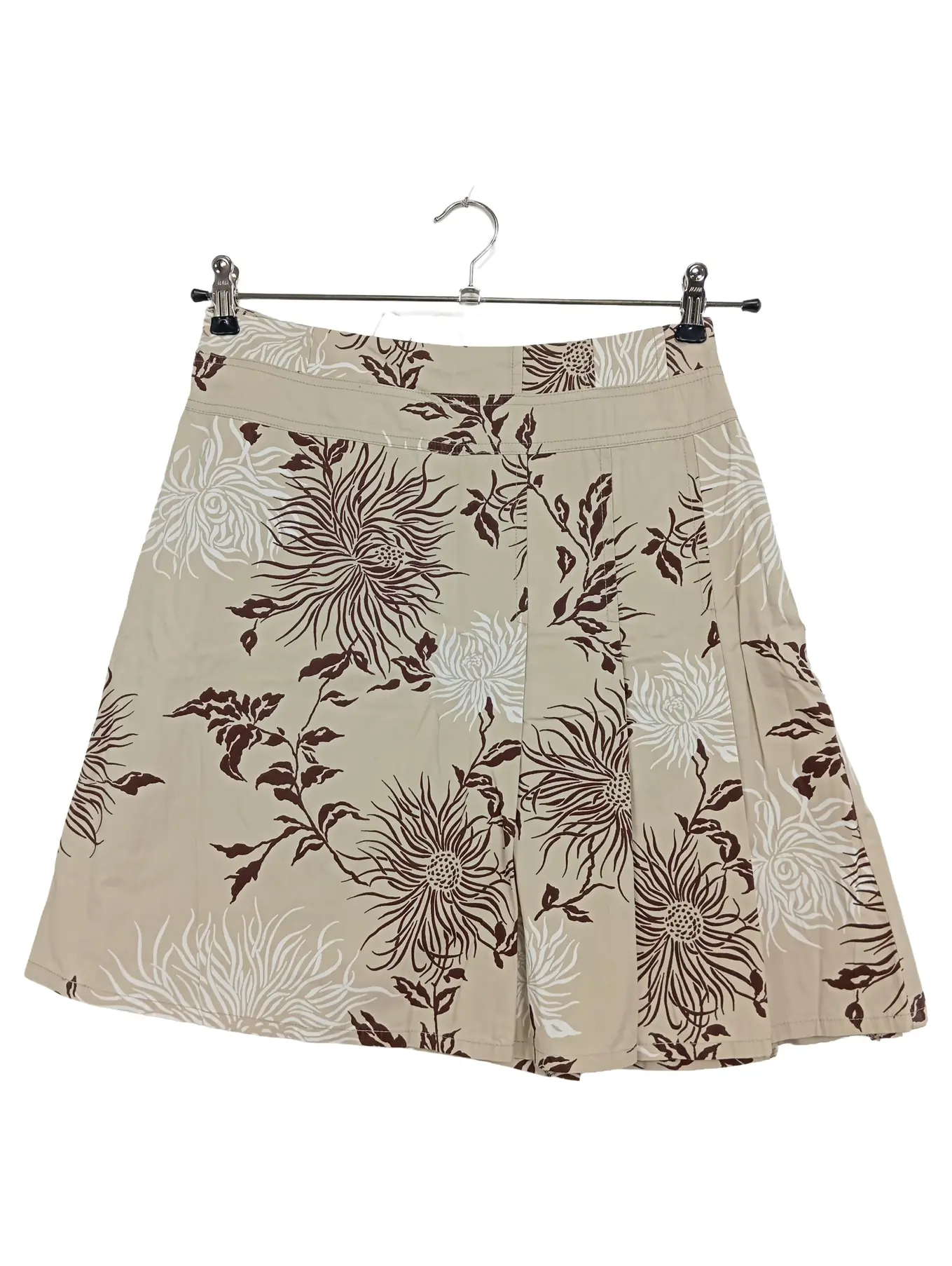ESPRIT Faltenrock Damen Gr. 34 Beige Blumenmuster Casual Midirock