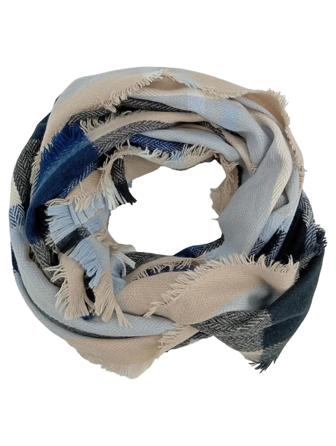 TCHIBO Damen Schal kariert Mehrfarbig Polyacryl Fransen Winter