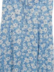 Vorschaubild 3 von Damen Sommerkleid Gr. 38/M Blau Blumenmuster Feminin