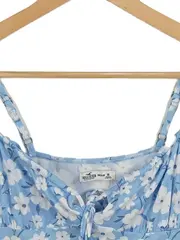 Vorschaubild 2 von Damen Sommerkleid Gr. 38/M Blau Blumenmuster Feminin