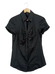 Vorschaubild 1 von Collection Damen Bluse Kurzarm Schwarz Gr. 38 Gerafft Elegant