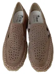 Vorschaubild 2 von Damen Slipper Gr. 38 Beige Leder Lochmuster Komfortabel