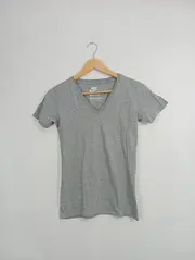 Vorschaubild 2 von Damen Sport Shirt V-Ausschnitt Grau Gr. 36/S Baumwolle