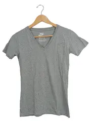 Vorschaubild 1 von Damen Sport Shirt V-Ausschnitt Grau Gr. 36/S Baumwolle