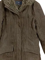 Vorschaubild 3 von TCM Lederjacke Damen Braun Gr. 38/M Casual Fellbesatz Reißverschluss Knopf