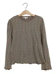 Vorschaubild 1 von Kinder Langarmshirt Gr. 138 Braun Blumenmuster Casual