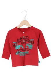 Vorschaubild 1 von Kinder Langarmshirt Gr. 80 Rot mit Baufahrzeuge Motiv Jungen
