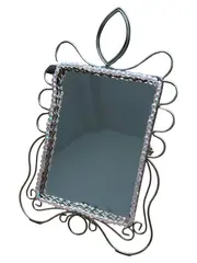 Vorschaubild 1 von VÄNNA Tischspiegel Romantisch Silber Metall Perlen 15x20cm