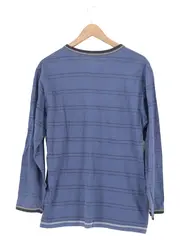 Vorschaubild 2 von Herren Langarmshirt Gr. 48/M Blau Gestreift Casual Schriftzug