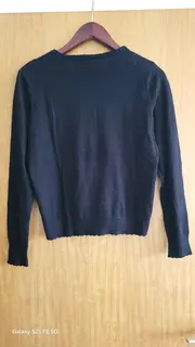 Vorschaubild 2 von Damen Strickjacke Gr. 36/38 Schwarz Basic Casual Langarm