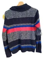 Vorschaubild 2 von Kinder Pullover Baumwolle Blau Gestreift Zopfstrick Gr. 152