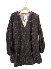 Vorschaubild 1 von Bluse Tunika Gr. 46 Lila Blumenmuster Langarm Baumwolle Longshirt