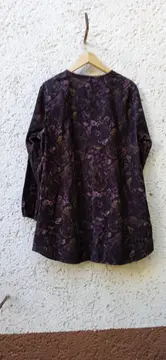 Vorschaubild 2 von Bluse Tunika Gr. 46 Lila Blumenmuster Langarm Baumwolle Longshirt