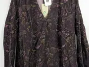 Vorschaubild 3 von Bluse Tunika Gr. 46 Lila Blumenmuster Langarm Baumwolle Longshirt