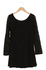 Vorschaubild 1 von Cocktailkleid Damen 38/M Schwarz Elegant Spitze Blumenmuster Minikleid