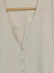 Vorschaubild 2 von Damen Bluse Langarm Gr. 38/M Beige V-Ausschnitt Basic