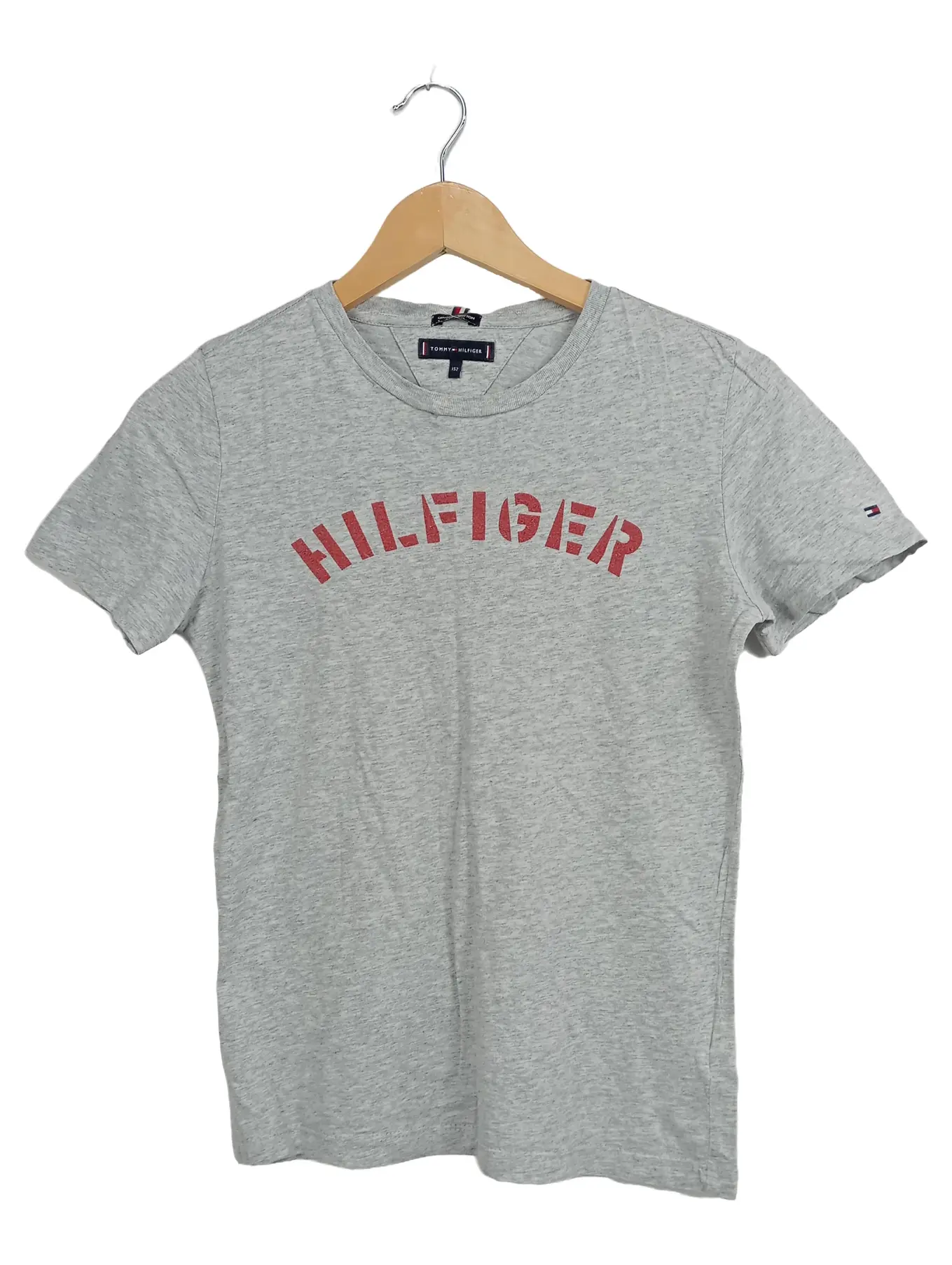 TOMMY HILFIGER Kinder T-Shirt Grau Gr. 152 Baumwolle Logo-Print