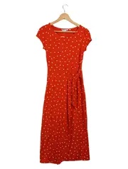 Vorschaubild 1 von Damen Sommerkleid Rot Punkte Gr. 34;XS Viskose Maxikleid