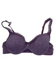 Vorschaubild 1 von Damen BH 80A Lila Feminin mit Muster und Rüschen