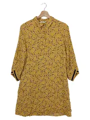 Vorschaubild 1 von Damen Blusenkleid Gr. 36/S Gelb Blumenmuster Viskose Casual