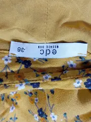 Vorschaubild 3 von Damen Blusenkleid Gr. 36/S Gelb Blumenmuster Viskose Casual