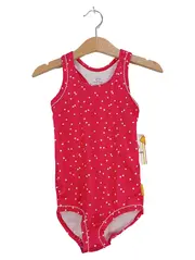 Vorschaubild 1 von Badeanzug Kinder Mädchen Pink Punkte Gr. 98 Ärmellos Rüschen Sportlich