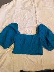 Vorschaubild 2 von Damen Bluse Crop Top Blau Gr. 40 L Puffärmel Casual
