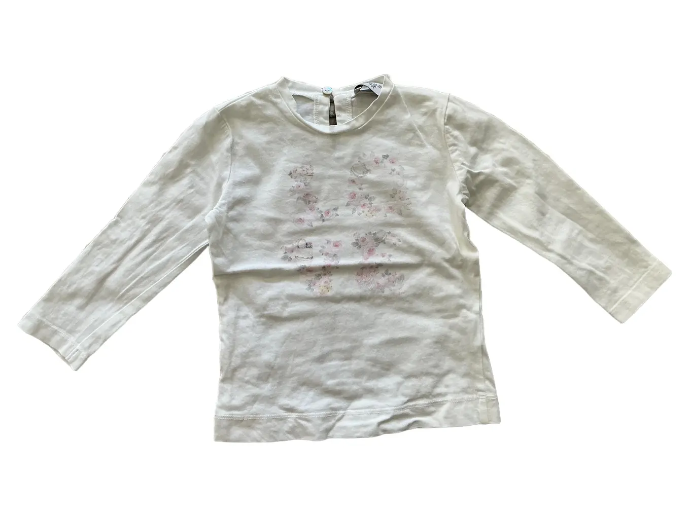 MONNALISA Langarmshirt Mädchen Gr. 92 (24 Monate) Weiß Blumenmuster Casual