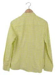 Vorschaubild 2 von Damen Bluse Gr. 38/M Gelb Kariert Casual Langarm Baumwolle