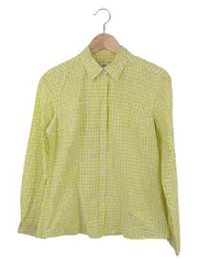 Vorschaubild 1 von Damen Bluse Gr. 38/M Gelb Kariert Casual Langarm Baumwolle