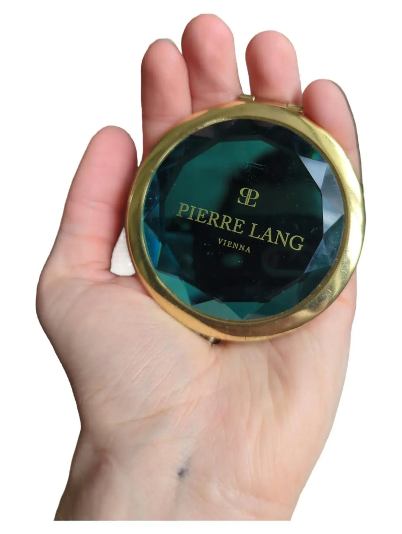 PIERRE LANG Taschenspiegel Gold Elegant Metall Glas Schminkspiegel