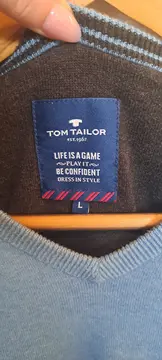 Vorschaubild 3 von Herren Pullover V-Ausschnitt Blau Gr. L Langarm Baumwolle