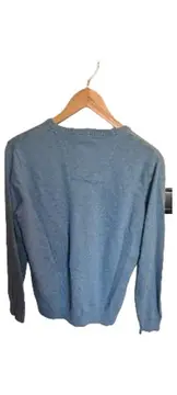 Vorschaubild 2 von Herren Pullover V-Ausschnitt Blau Gr. L Langarm Baumwolle