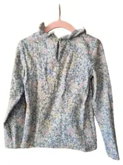 Vorschaubild 2 von Mädchen Langarmshirt Blumenmuster Rüschen Spitze Blau Gr. 110