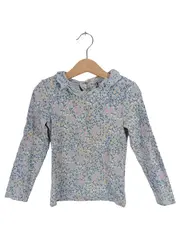 Vorschaubild 1 von Mädchen Langarmshirt Blumenmuster Rüschen Spitze Blau Gr. 110