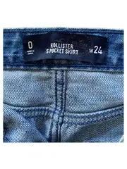 Vorschaubild 7 von Damen Jeansrock W24 Blau Casual Minirock Fransen Cut-Outs