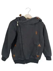 Vorschaubild 1 von Kinder Kapuzen Sweatjacke Grau Meliert Gr. 98/104