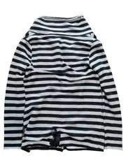 Vorschaubild 2 von Denim Strickjacke Damen Gr. M Grau Gestreift Asymmetrisch