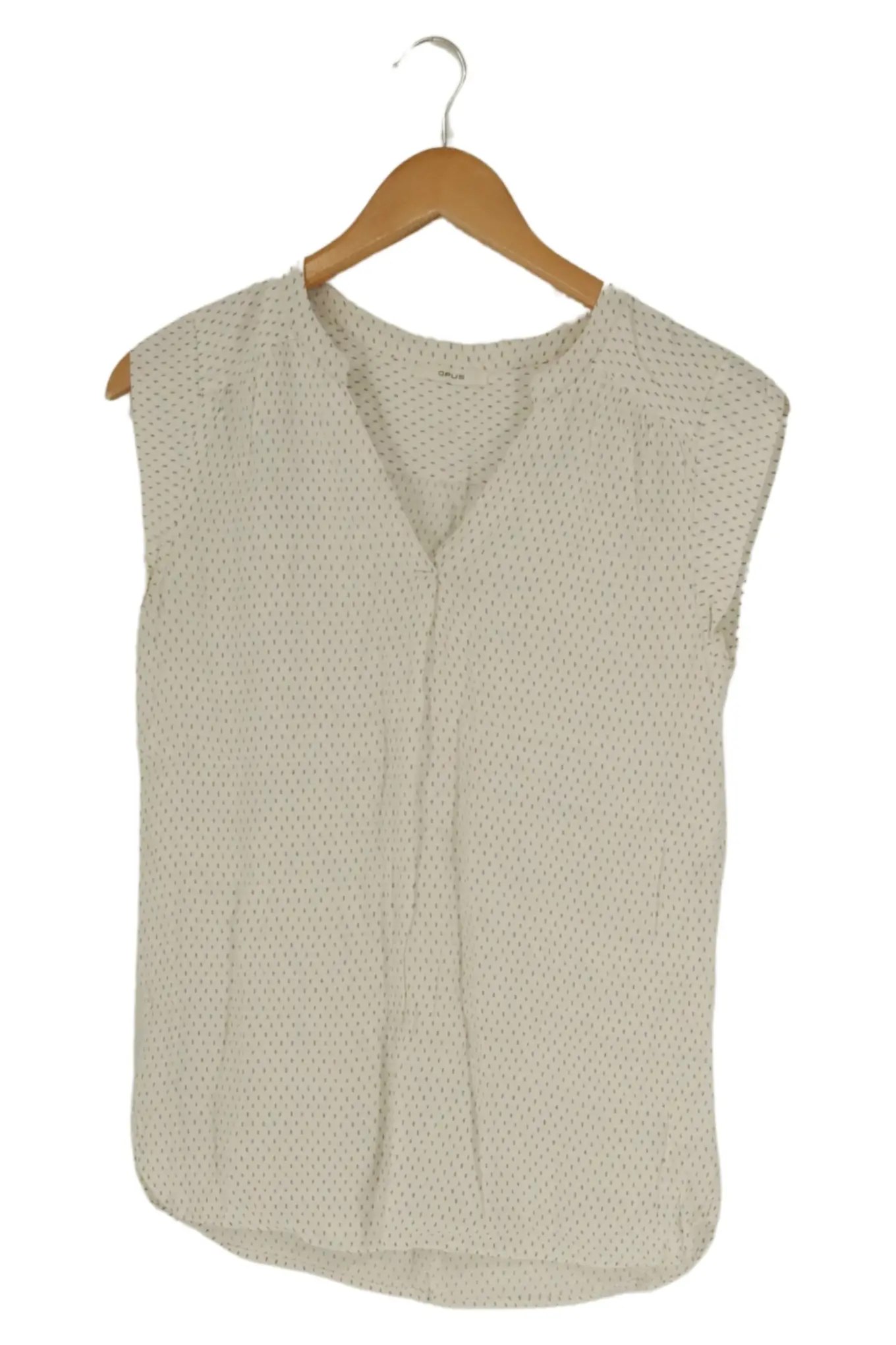 OPUS Damen Bluse Gr. 38 Weiß Elegant Ärmellos Punkte Business Freizeit